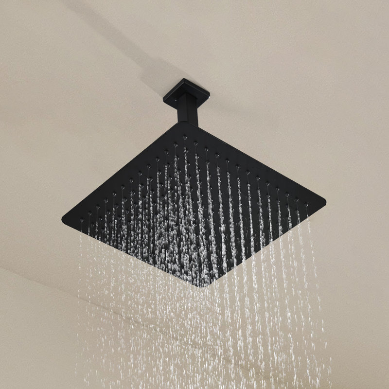 1-Spray Patterns With 2.5 GPM 15.7 In. Ceiling Mount Fixed Shower Head In Matte Black