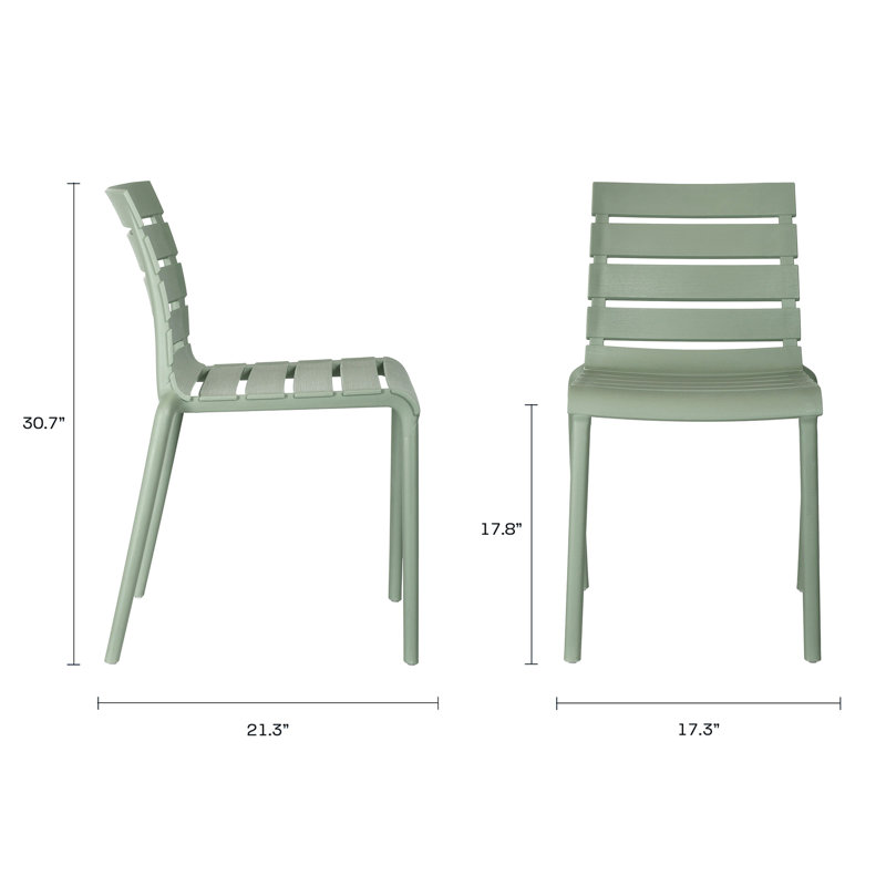 Outdoor Stacking Dining Side Chair, Aloe Green
