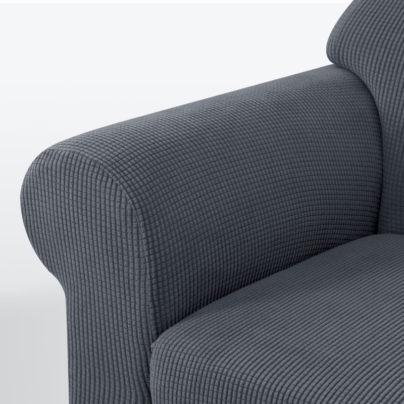 Housse de canapé en jacquard 3 pièces, housse extensible en polyester et spandex pour le salon, protection facile à installer et lavable (causeuse, gris)