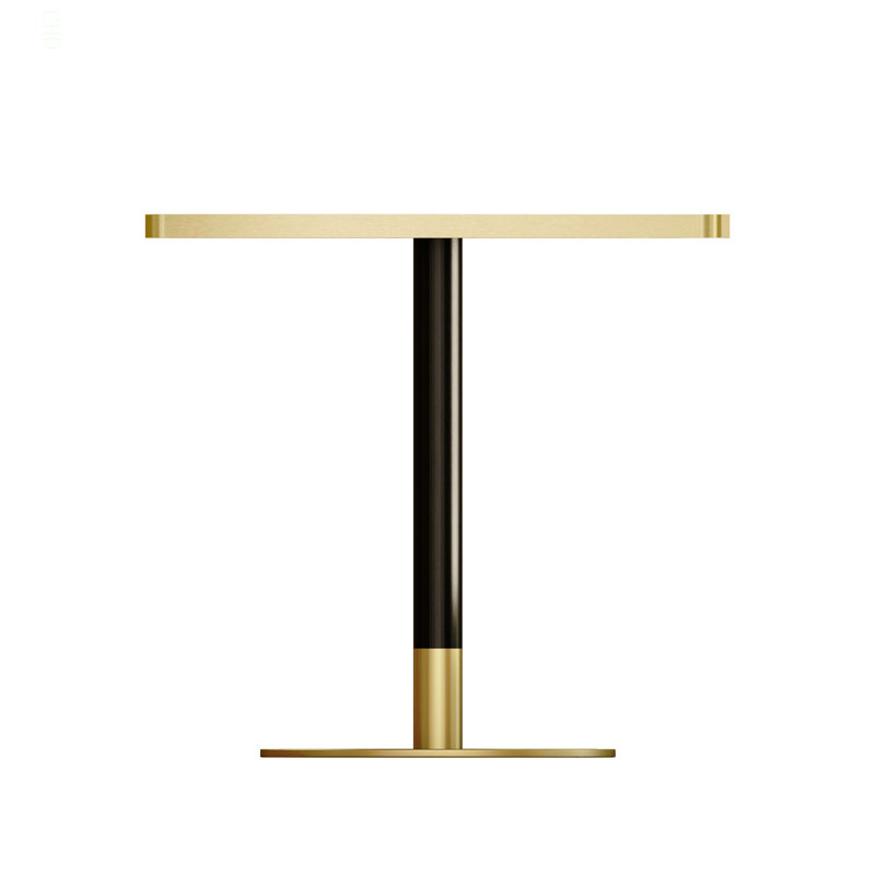 Table bistro de 31,5 pouces avec plateau en faux marbre Squard Modern, Noir et or