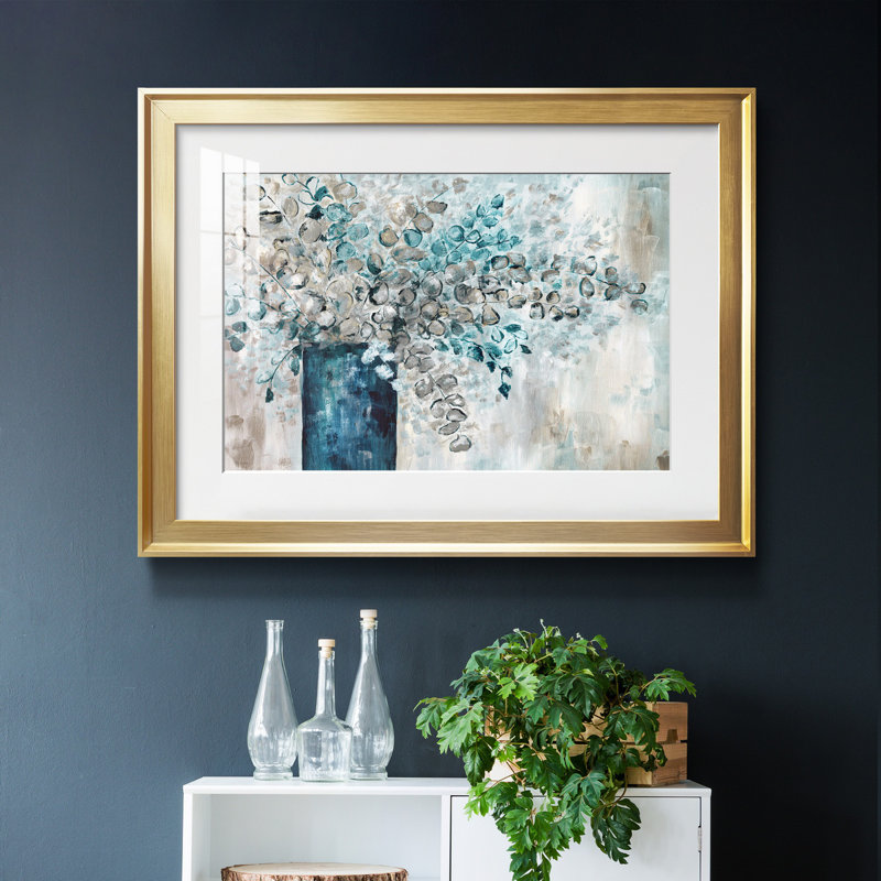 Eucalyptus - Peinture encadrée, H 26,5 po x l 36,5 po x P 1,5 po, Papier avec cadre doré