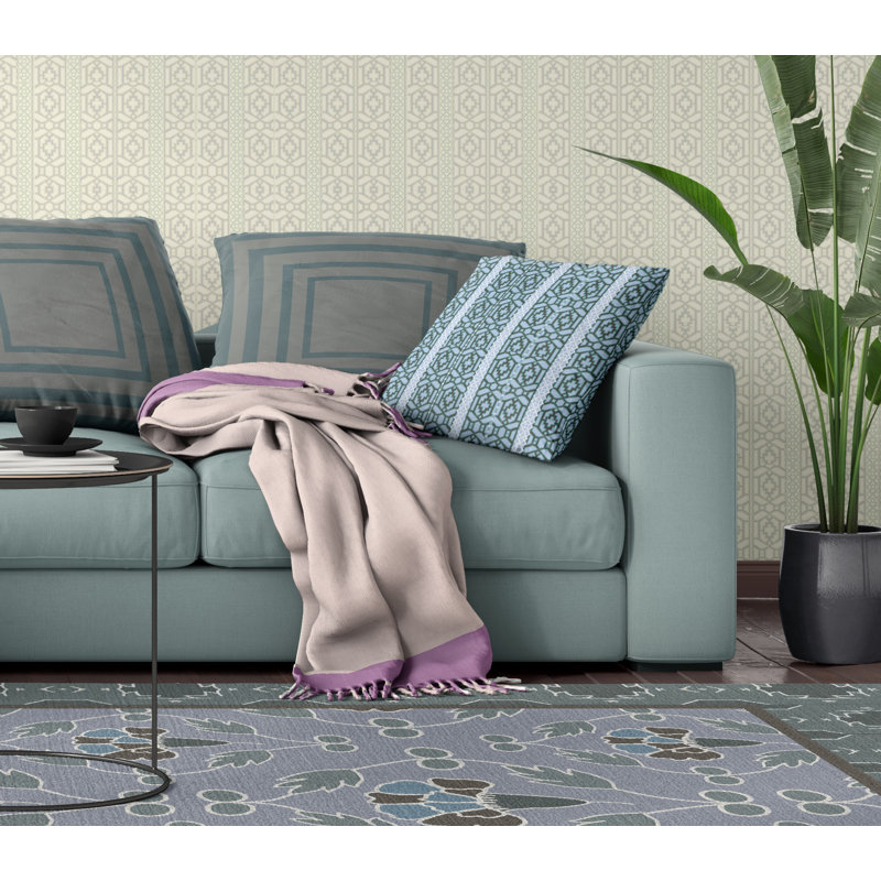  Housse de coussin carré et insert, Fermeture éclair, H 18 po x l 18 po, Bleu/brun