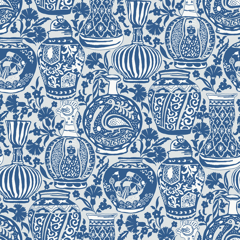 Papier peint auto-adhésif Delft Pottery, Vert