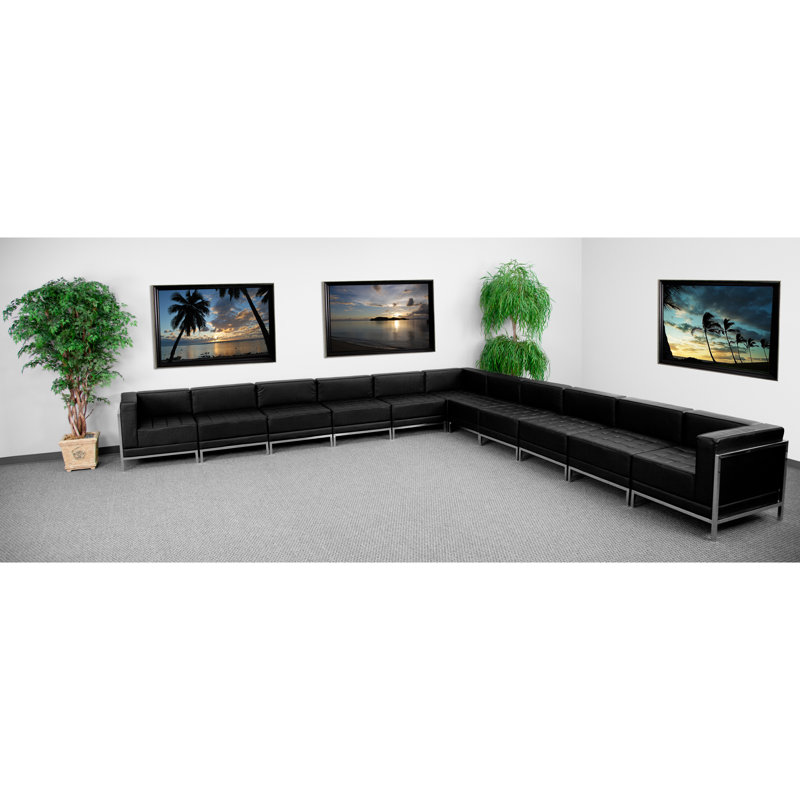 Hercules Imagination Series 11 PC LeatherSoft Modular Sectional Configuration - Stainless Steel Legs