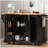 56-inch rubberwood veneer drawer-style kitchen island with power outlet, 4 door storage shelves, 4-wheel textured vertical strip rolling kitchen trolley with 6 deep drawers, suitable for kitchen, dining room, black-270872121