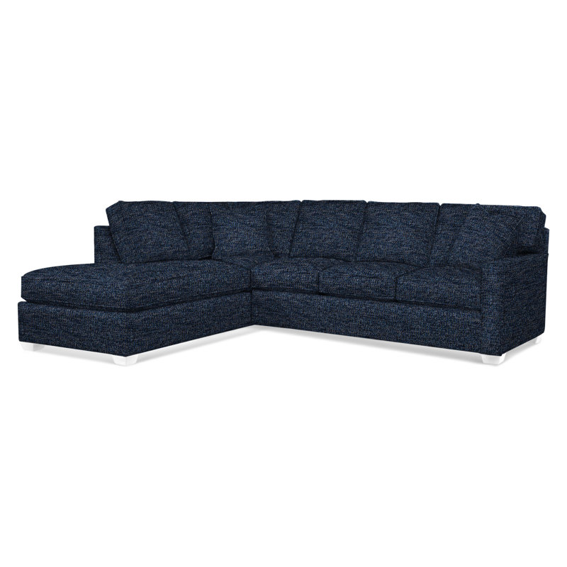 Ellora Upholstered Chaise L-Sectional, Frost White, Left Hand Facing, Basic Navy; 0317-61