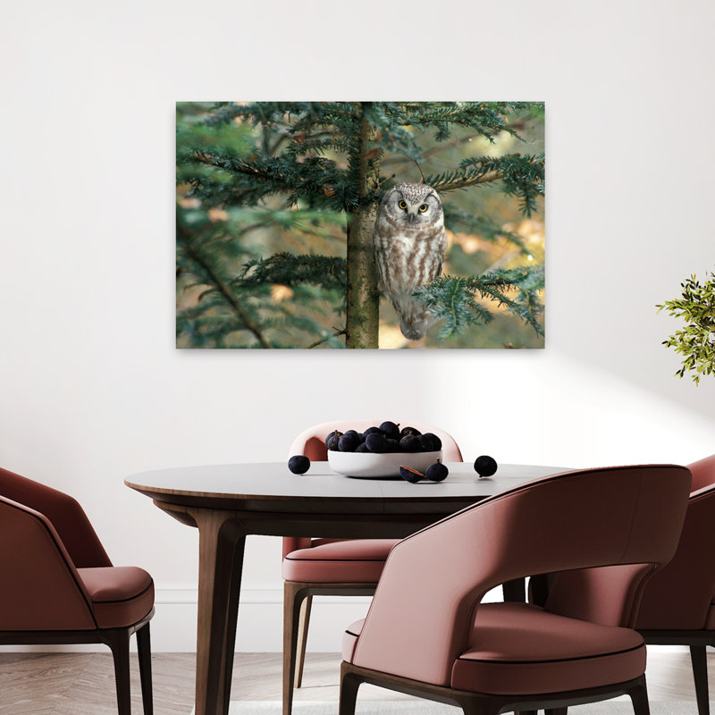 Chouette dans un arbre abstrait contemporain, H 24 po x l 36 po