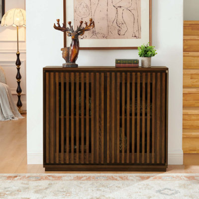 Buffet Mid-Century cannelé avec 2 trous de sortie, armoire buffet avec rangement, armoire de rangement pour salon, entrée, couloir, salle à manger, cuisine