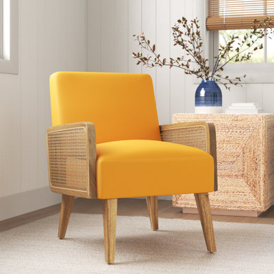 Chaise d'appoint rembourrée avec accoudoirs en rotin Mayenne