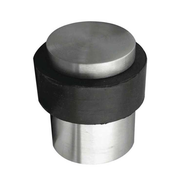 Cylinder Stainless Steel Baseboard Door Stop, Satin Stainless Steel