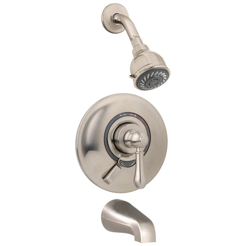 Allura Single-Handle 2-Spray Tub and Shower Faucet with VersaFlex Integral Diverter in Chrome (Valve Included), Satin Nickel