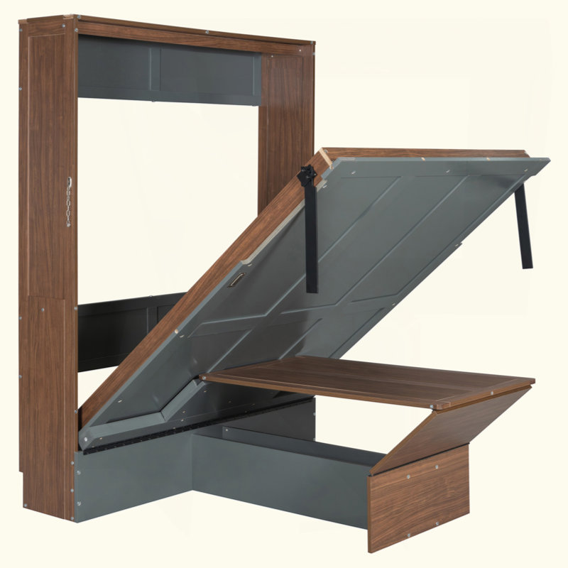 Lit escamotable avec bureau escamotable Murphy, Gris