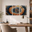 Ensemble de 3 tableaux muraux sur toile représentant des sections transversales de souches d'arbres bleues et brunes-1471652364
