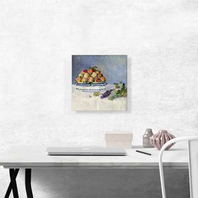 «Still Life with Peaches and Grapes 1881» par Pierre-Auguste Renoir, reproduction d'art sur toile tendue