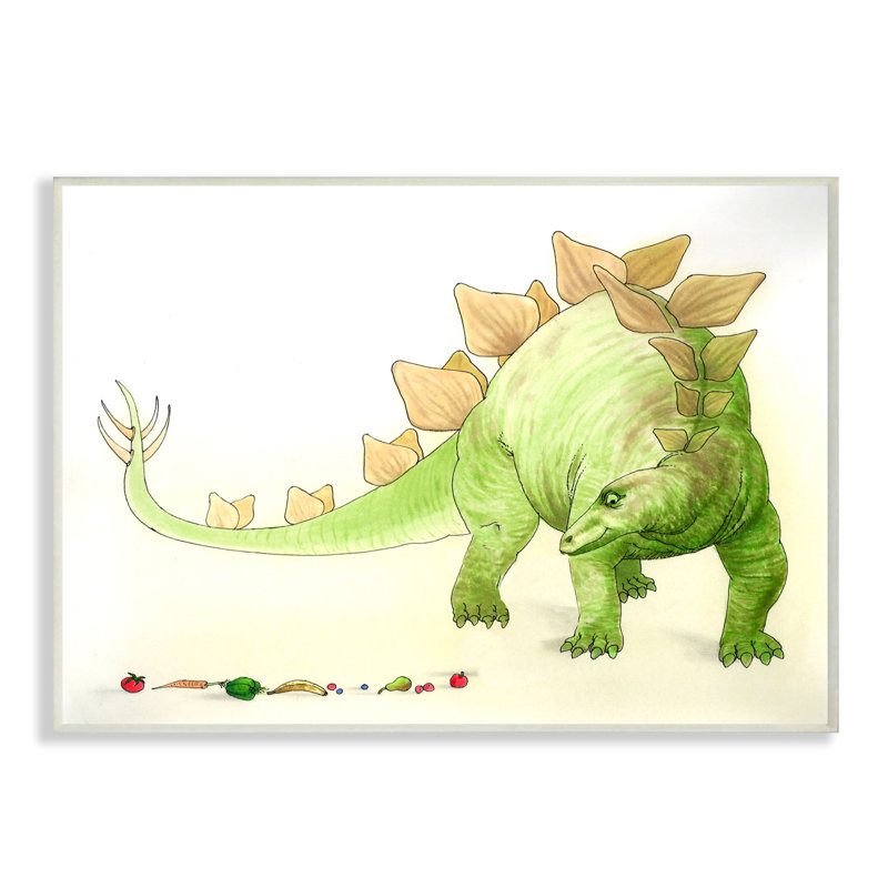 Ramsel, dinosaure et fruits, Plaque murale, H 13 po x l 19 po