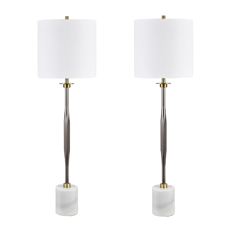 41.75" Metal Table Lamp With White Shade