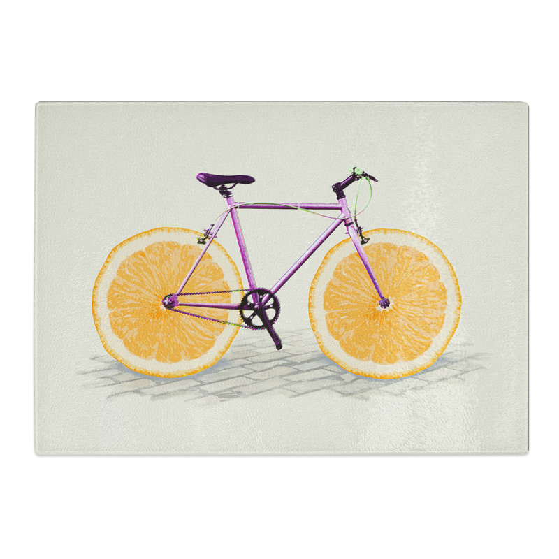 Orange Slice Bicycle Chopping Board, 0.4cm H x 20cm W x 28.5cm L