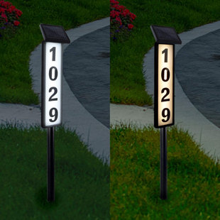 New&Update Solar Home Bussiness Address Sign, House Numbers for Outside, Lighted Address Plaque Outdoor Waterproof, LED Address Numbers for Yard Home