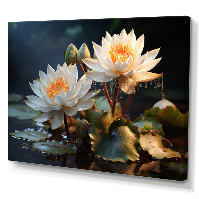 «White Yellow Lotus Field I» sur toile, H 34 po x l 44 po x P 1,5 po, Toile tendue