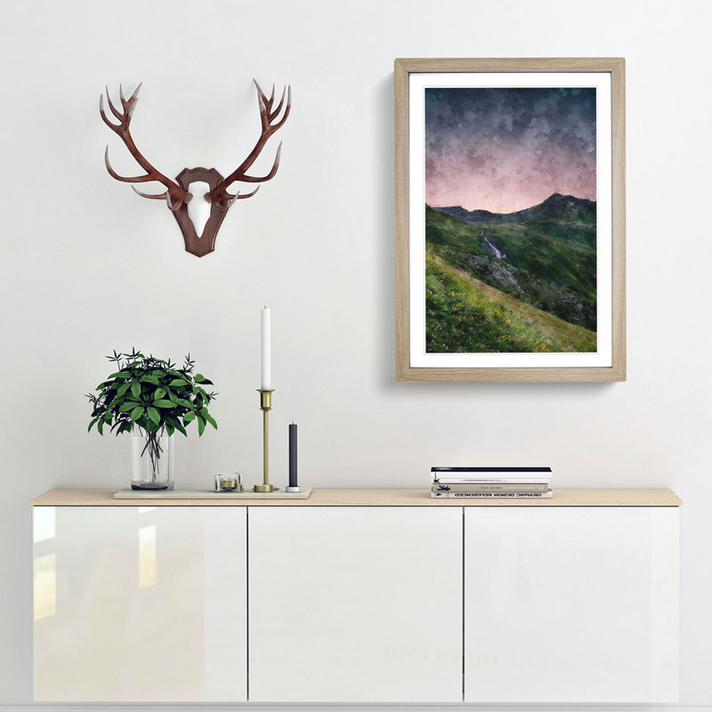 High Alpine Road in Austria - Picture Frame Painting Print, 63cm H x 45cm W x 2cm D, Oak Framed