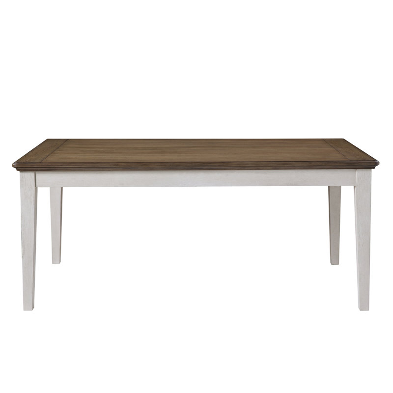 72-Inch Two-Tone Brown and White Wood Dining Table