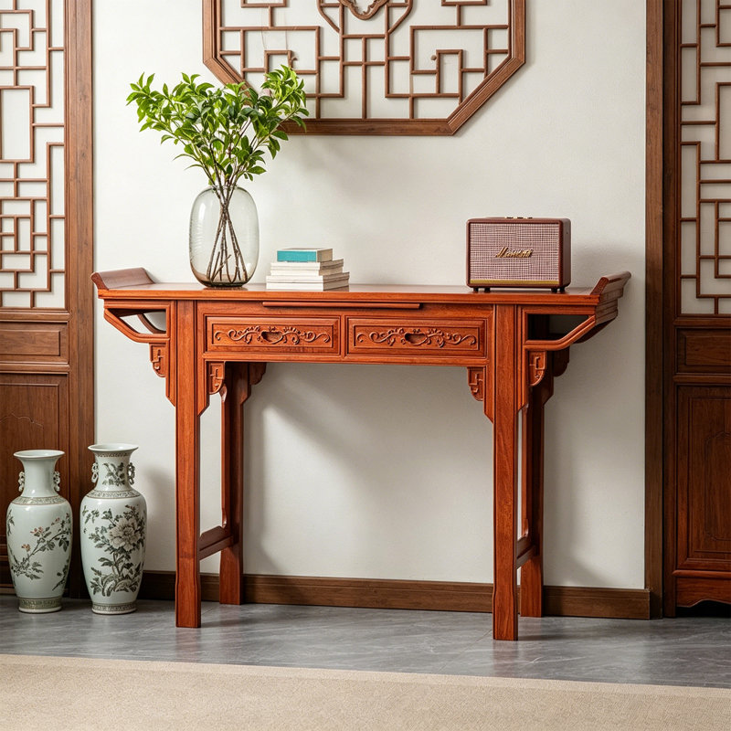 Nouvelle table console style chinois, H 36,2 po x l 58,3 po x P 15,7 po