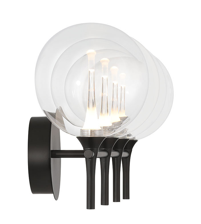 Meuble-lavabo Iissa, 4 Lt, verre, Clair, Noir mat