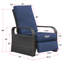 Chaise longue d'extérieur en aluminium et rotin tissé (avec coussin bleu marine)-486632584