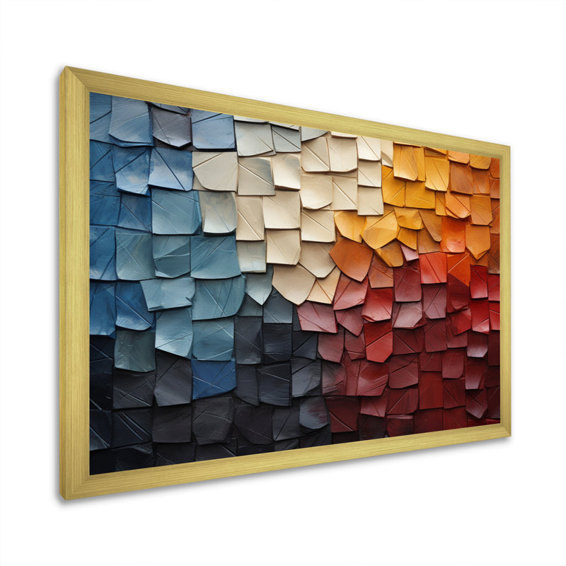 Forest Red Wood Collage III - Modern Wall Decor, H 30 po x l 40 po x P 1,5 po, Cadre doré à une seule photo