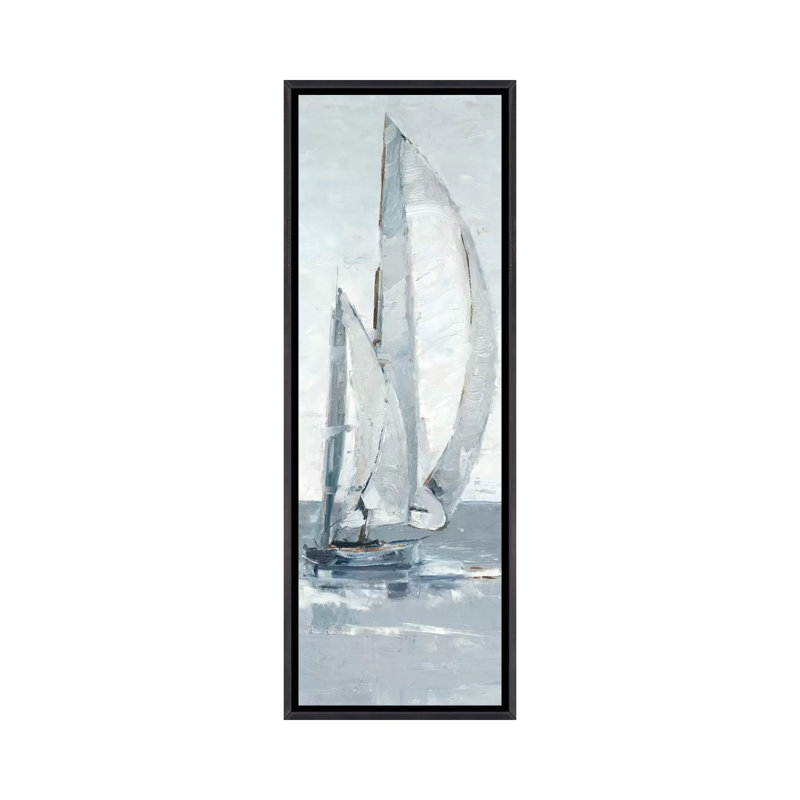 «Gray Seas II» par Ethan Harper - reproduction d'art sur toile, H 72 po x l 24 po x P 1,5 po, Toile avec cadre noir patiné