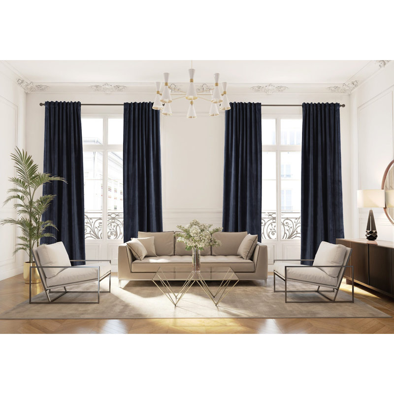 Rideau simple extra long et extra large en velours mat luxueux, 69 Eigengrau, L 52 po x L 95 po