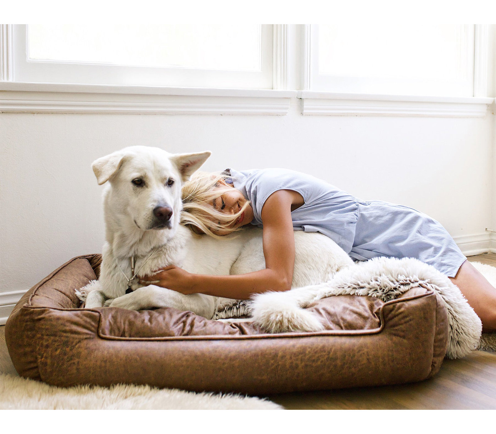 Coil Faux Leather Pet Bed, Extra Large (48" W x 40" D x 12" H)