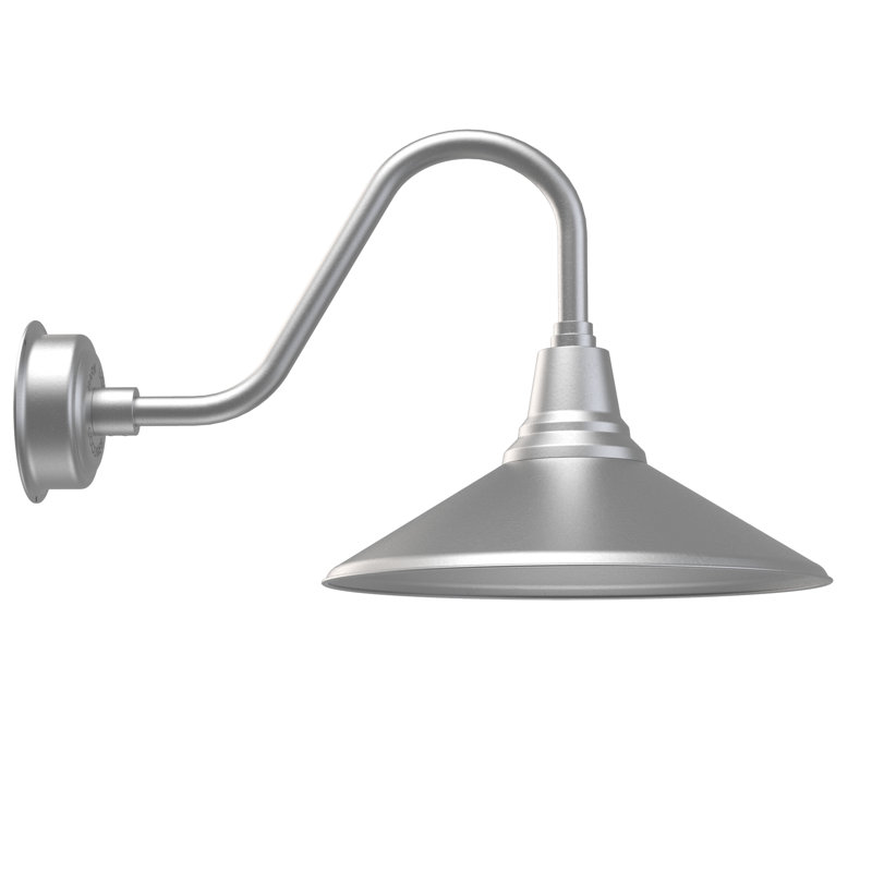 Luminaire de grange d'extérieur Albali, Argent galvanisé, H 15,72 po x l 18 po x P 28 po