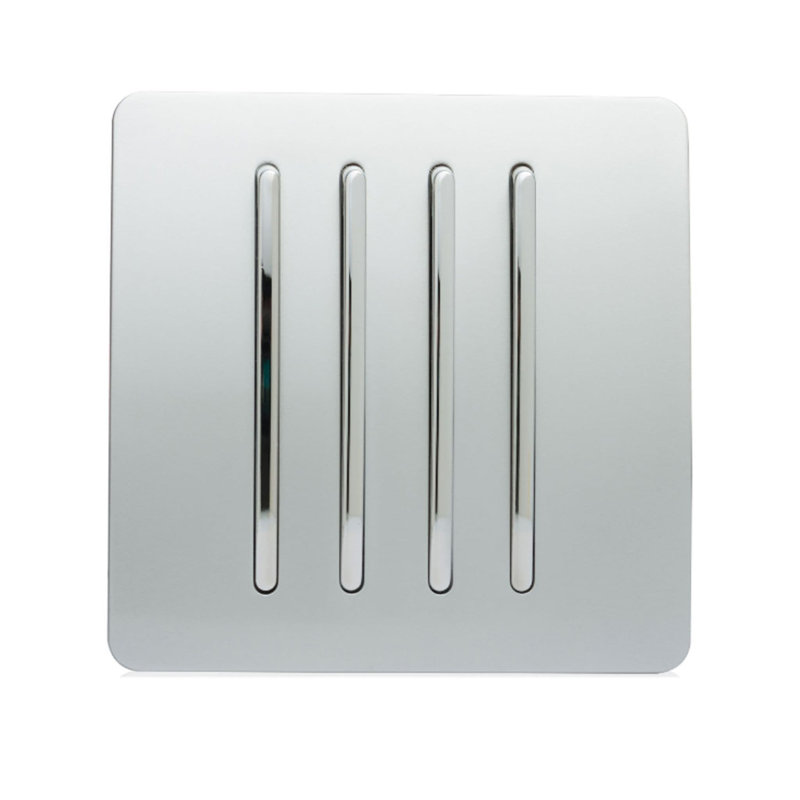 Trendi Switch 4 Gang 1 or 2 way Rocket Light Switch, Silver