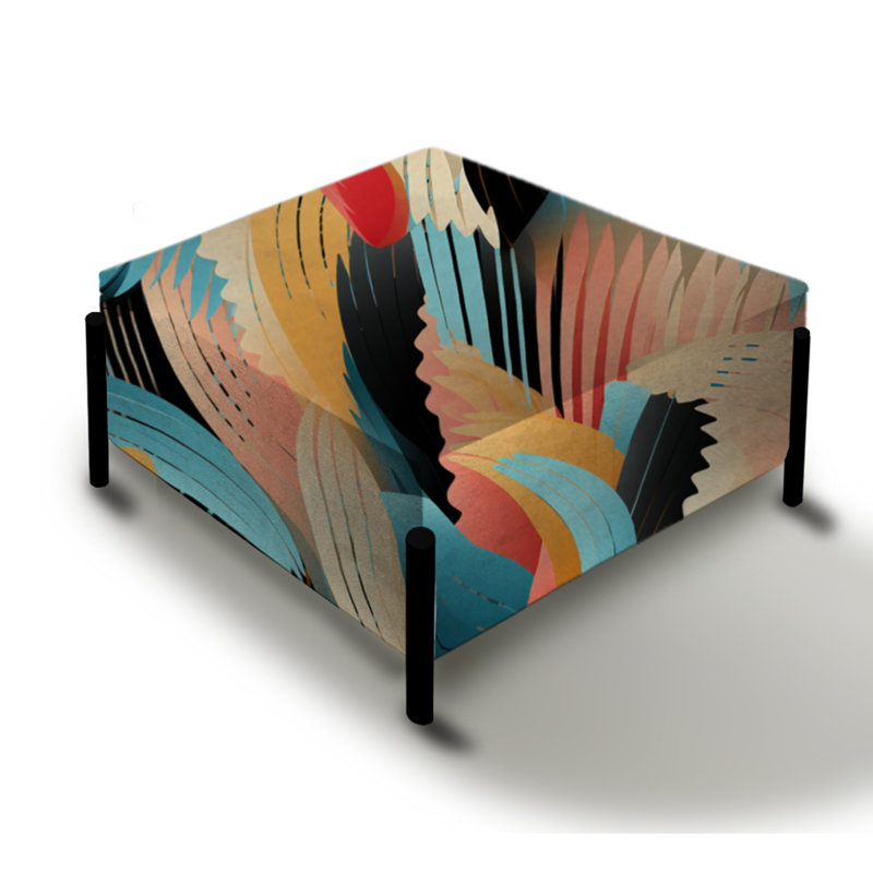 Motif à rayures colorées Boho Spirit - Grand repose-pieds carré géométrique