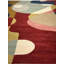 Tapis bleu clair / orange / rouge en laine / coton touffeté à la main à motif abstrait 7 pi 9 po x 9 pi 9 po Abstract