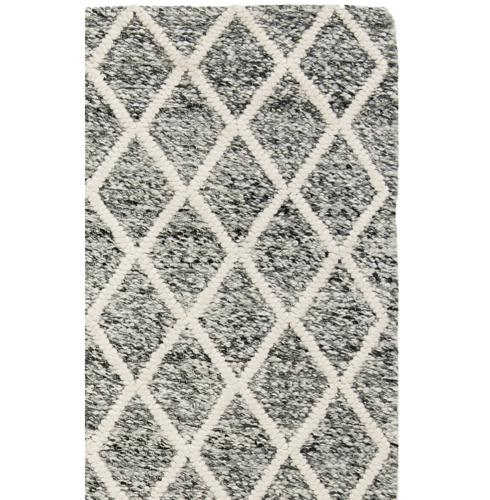 Russo Ivory Black Hand-Woven Geometric Rug, Runner 2'3" x 8'