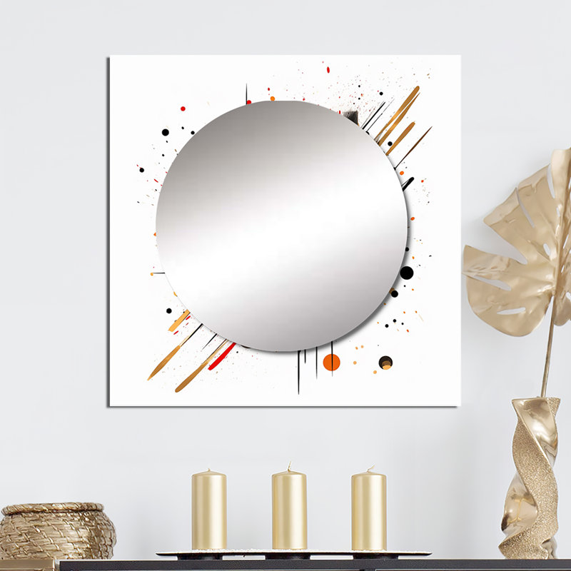 Akyrie - Red and Black Abstract Symphony II Abstract Large Square Mirror For Wall Art Decor, 36" x 36"
