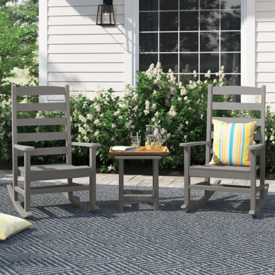 POLYWOOD x Sol 72 Jamarion 3-Piece Porch Rocking Chair Set