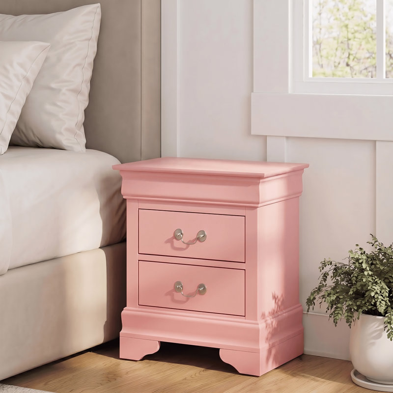 Ensemble de 2 tables de chevet 2 tiroirs Temara, Rose