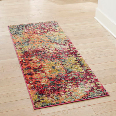 Corlenzo Abstract Orange/Pink/Blue/Yellow Area Rug