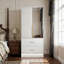170cm High Gloss 2-Door Wardrobe with LED Mirror & 2 Drawers - Modern White Bedroom Storage