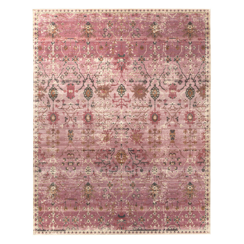 Tapis floral intérieur / extérieur Gagliardi, Rectangle 9 pi 6 po x 12 pi 7 po