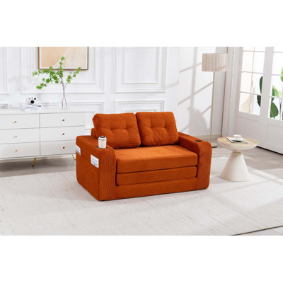 Convertible Sofa Bed with Premium Corduroy, Comfortable Memory Foam, and 2-in-1 Fold Out Design for Living Room and Bedroom