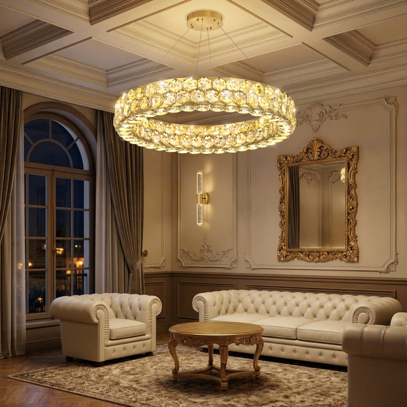 Led Dimmable Crytsal Chandelier, Gold