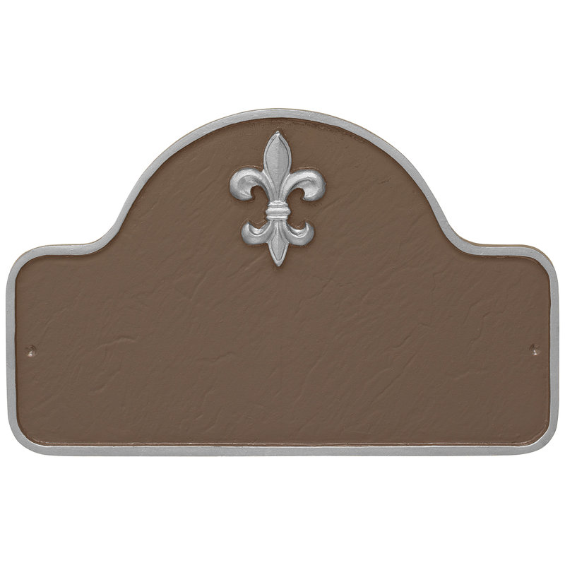 Plaque d'adresse à une ligne Fleur de Lis, Sable / argent, Oui