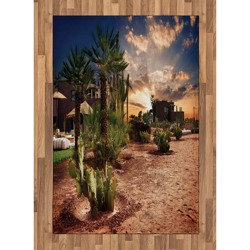 Desert High Density Long Fiber Poly Threads Decorative Area Rug Carpet, Rectangle 4' x 5'8"