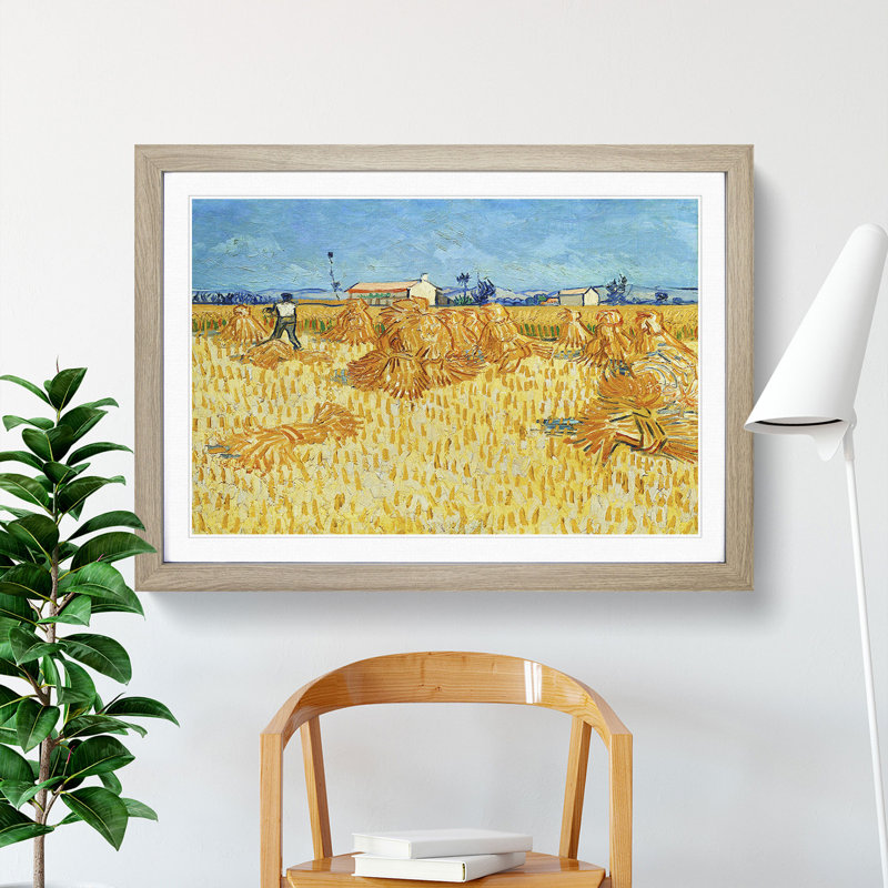 Harvest in Provence by Vincent Van Gogh - Framed Print, 27cm H x 36cm W x 2cm D, Oak Framed