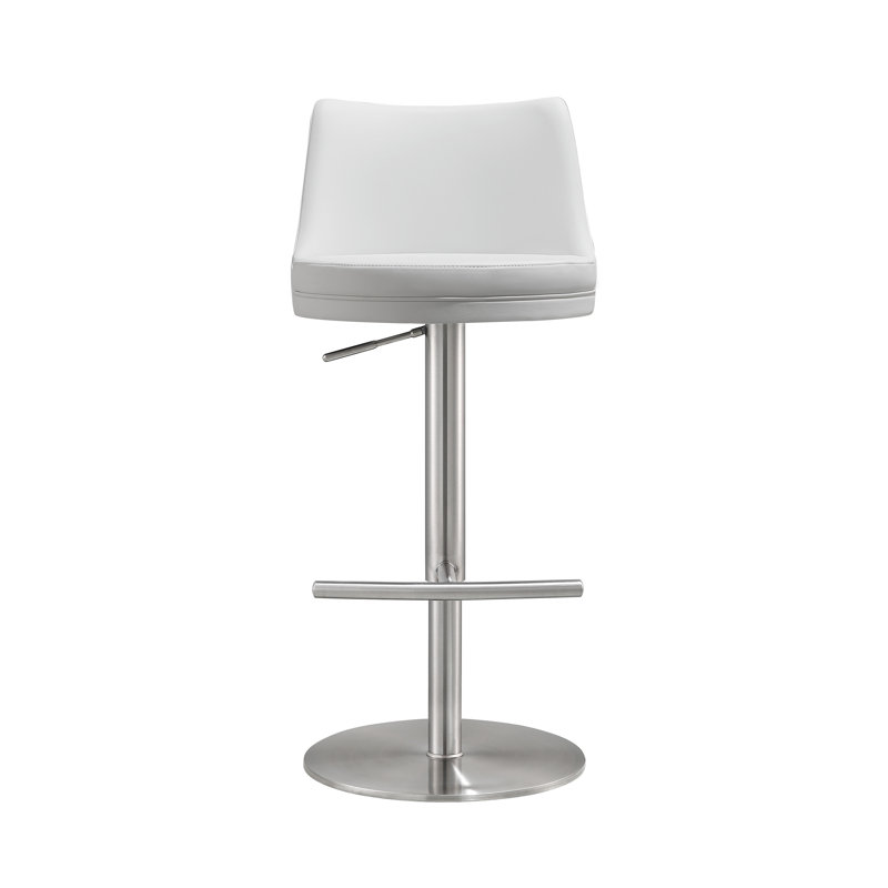 Swivel Adjustable Height Stool, White Velvet