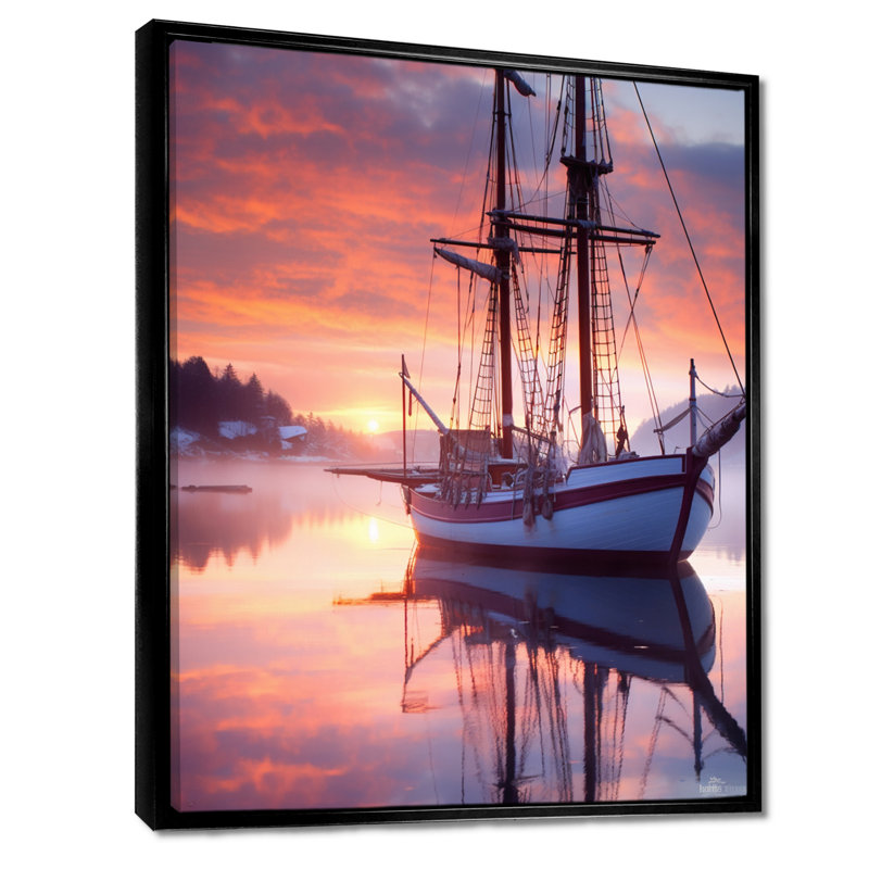 Amaurion - Bateau, art mural, Cadre flottant noir, H 40 po x l 30 po